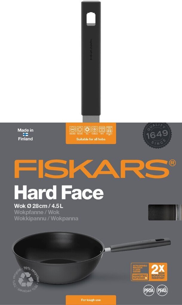 Fiskars Hard Face wok pann 28 cm / 4,5 L цена и информация | Pannid | hansapost.ee