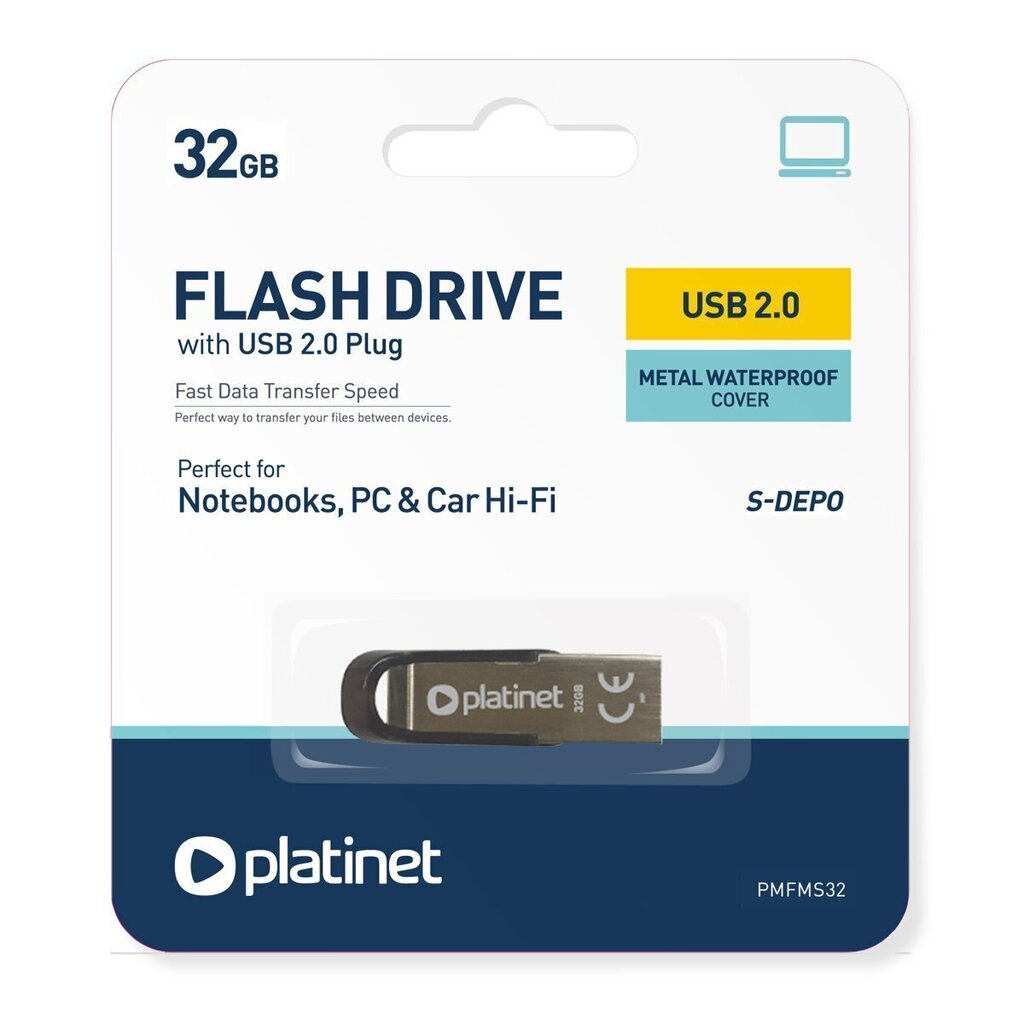 Platinet S-DEPO PMFMS32 32GB USB 2.0 välkmälu hõbedane hind ja info | Mälupulgad | hansapost.ee