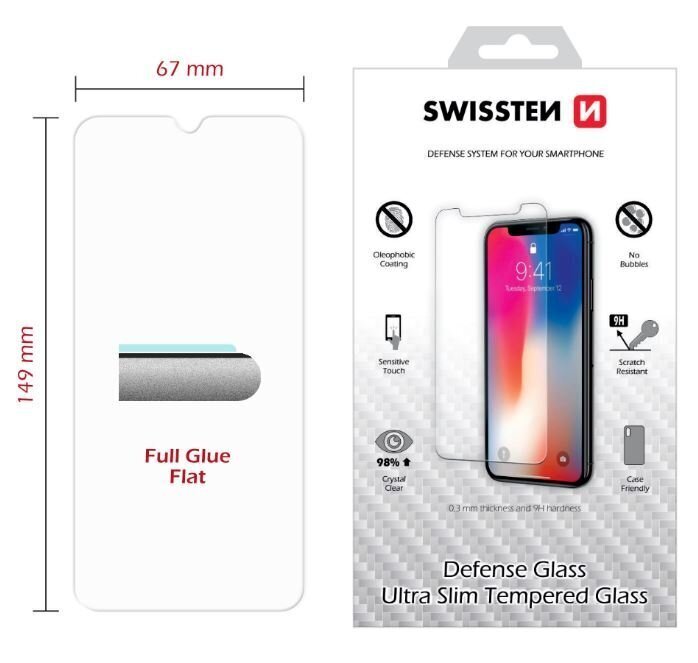 Swissten Ultra Slim Tempered Glass Premium 9H Screen Protector Xiaomi MI 9 hind ja info | Ekraani kaitseklaasid ja kaitsekiled | hansapost.ee