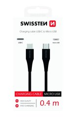 Swissten Basic Универсальный Quick Charge 3.1 USB-C на Micro USB Кабель данных 0.4м черный цена и информация | Кабели для телефонов | hansapost.ee