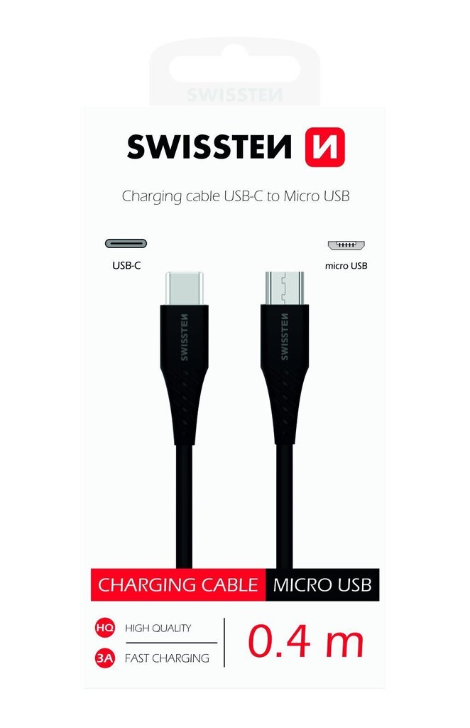 Swissten Basic Universal Quick Charge, USB-C, Micro USB, 0.4 m hind ja info | Mobiiltelefonide kaablid | hansapost.ee