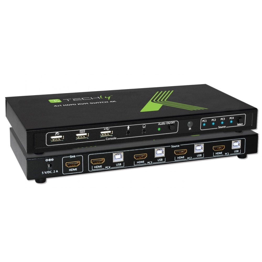 KVM lüliti Techly HDMI/USB 4x1 4K * 60 Hz heliga hind ja info | Võrgulülitid | hansapost.ee