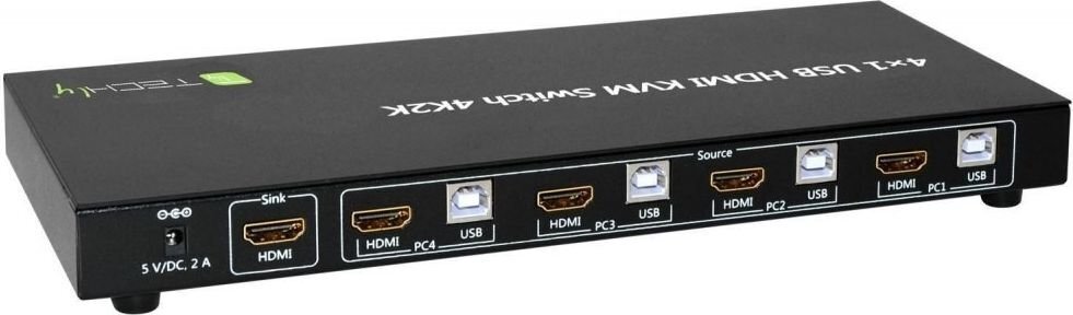 KVM lüliti Techly HDMI/USB 4x1 4K * 60 Hz heliga цена и информация | Võrgulülitid | hansapost.ee