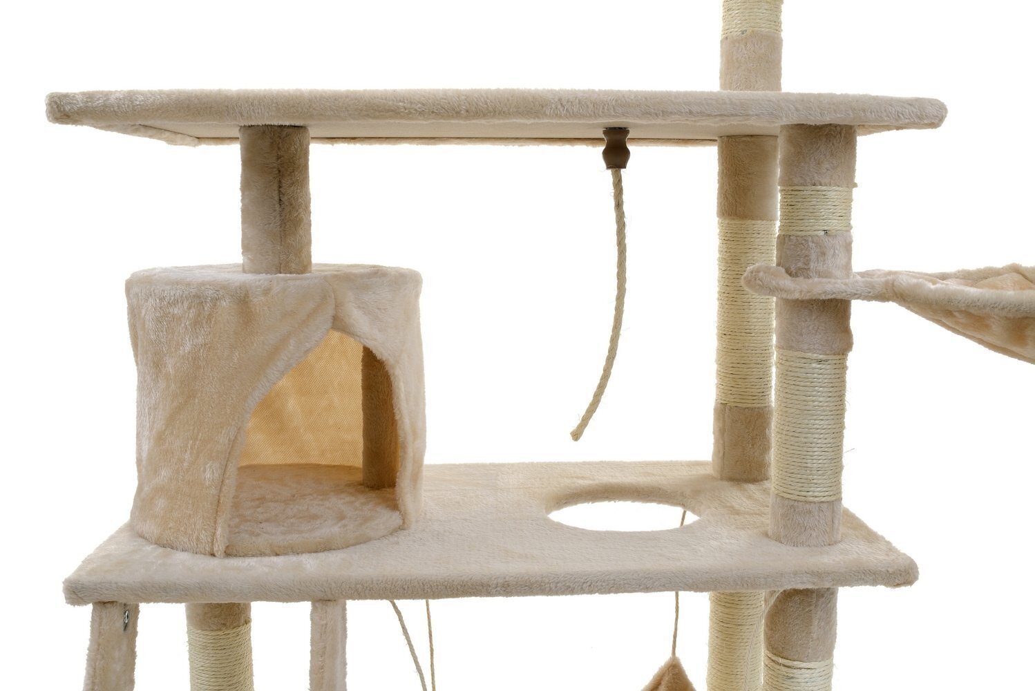 Kassi kraapimispost võrkkiigega Funfit, 140 cm, liiva värvi hind ja info | Kraapimispuud kassidele | hansapost.ee
