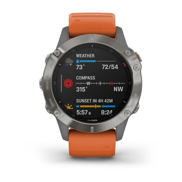 Garmin fēnix® 6 Sapphire Titanium/Ember Orange hind ja info | Nutikellad, laste nutikellad | hansapost.ee