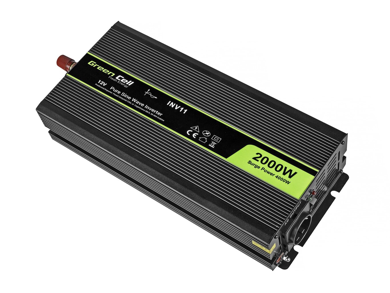 Green Cell Power Inverter 12V to 230V 2000W/4000W Pure sine wave цена и информация | Inverterid ja muundurid | hansapost.ee