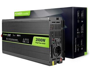 Green Cell Power Inverter 12V to 230V 2000W/4000W Pure sine wave hind ja info | Inverterid ja muundurid | hansapost.ee