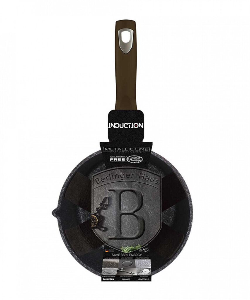 Saucepan 16 cm 1,2 l Berlinger Haus BH/6602 Metallic Line Shiny Black Edition цена и информация | Potid | hansapost.ee