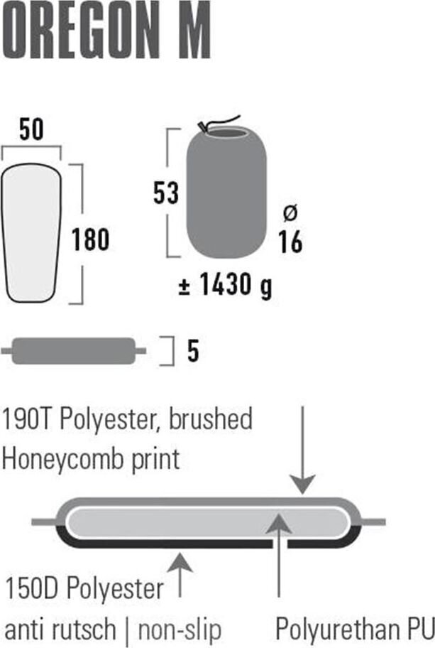 Isetäituv matkamatt High Peak Oregon M 180 x 50 x 5 cm цена и информация | Matkamadratsid ja matkamatid | hansapost.ee
