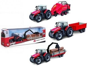 Talutraktor Massey Ferguson koos haagisega Bburago 10 cm, 18-31850 hind ja info | Mänguasjad poistele | hansapost.ee