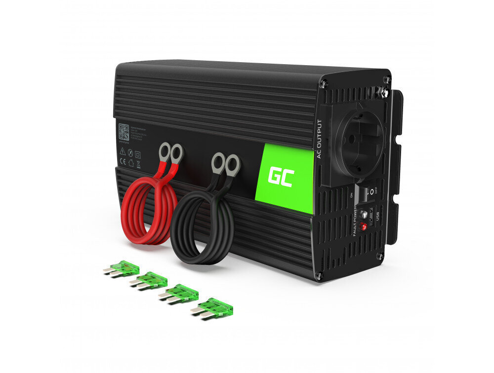 Green Cell inverter, pingemuundur 24 V kuni 230 V 1000W/2000W puhas siinuslaine цена и информация | Inverterid ja muundurid | hansapost.ee