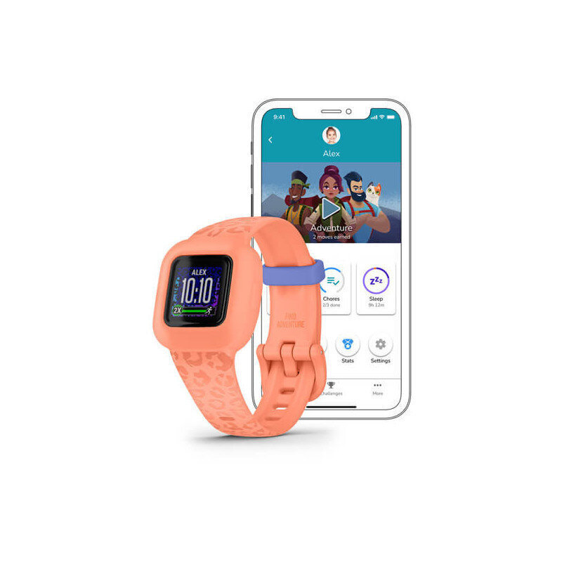 Garmin vívofit® jr. 3 Garmin Peach Leopard hind ja info | Nutikellad, laste nutikellad | hansapost.ee