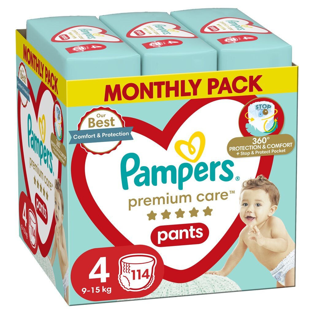 Püksmähkmed Pampers Premium Monthly Pack suurus 4, 9-15 kg, 114 tk цена и информация | Mähkmed, riidest mähkmed | hansapost.ee