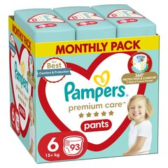 Подгузники-трусики PAMPERS Premium Monthly Pack 6 размер, 15 кг+, 93 шт. цена и информация | Пеленки | hansapost.ee