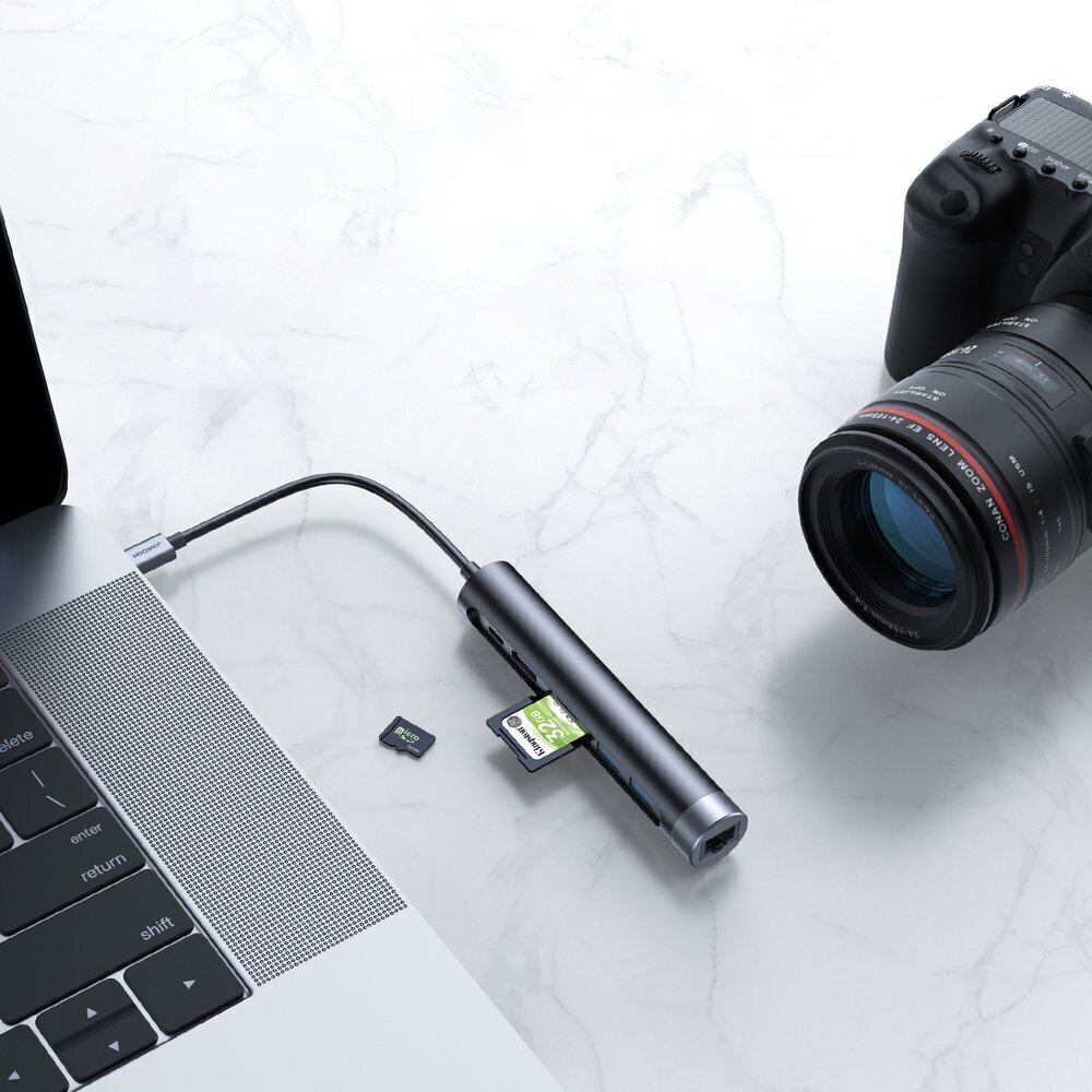 Adapter Joyroom S-H111 7 in 1 Concealed docking station（USB 3.0*2+HDMI+Type-C+TF+SD+LAN） цена и информация | USB adapterid ja jagajad | hansapost.ee