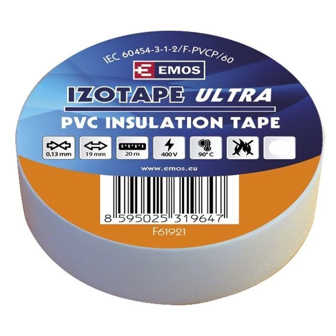 Electrical Insulation Tape PVC 19mm x 013mm x 20m, White hind ja info | Käsitööriistad | hansapost.ee