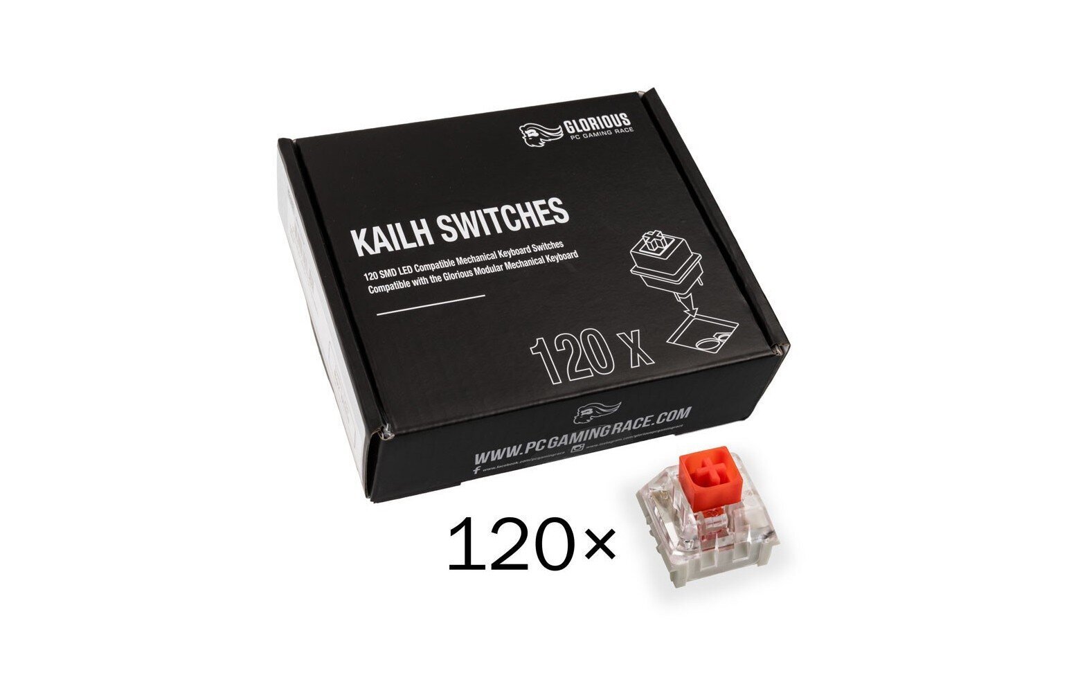 Glorious PC Gaming Race Kailh Box Red Linear & Silent 120 vnt hind ja info | Klaviatuurid | hansapost.ee