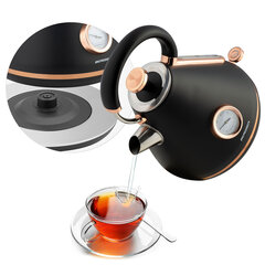 Электрический ретро-чайник с термометром, черный, 1.7 л  цена и информация | Чайники, термопоты | hansapost.ee