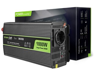 Преобразователь питания Green Cell Power Inverter 12V to 230V 1000W/2000W Pure sine wave цена и информация | Преобразователи, инверторы | hansapost.ee