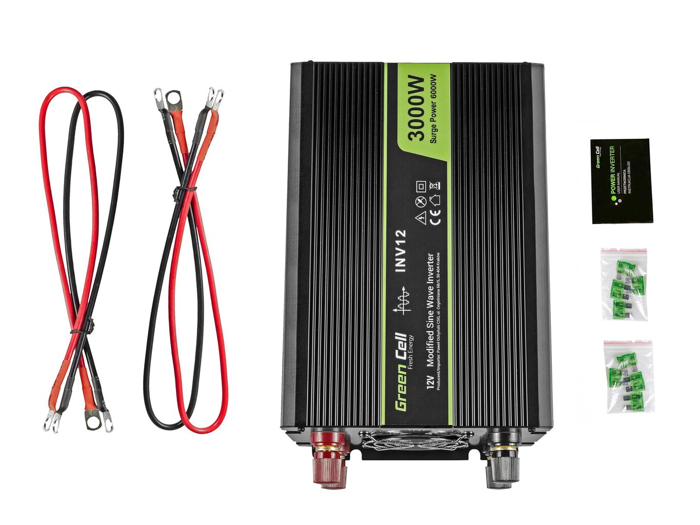 Green Cell inverter, pingemuundur 12 V kuni 230 V 3000W/6000W modifitseeritud siinuslaine цена и информация | Inverterid ja muundurid | hansapost.ee