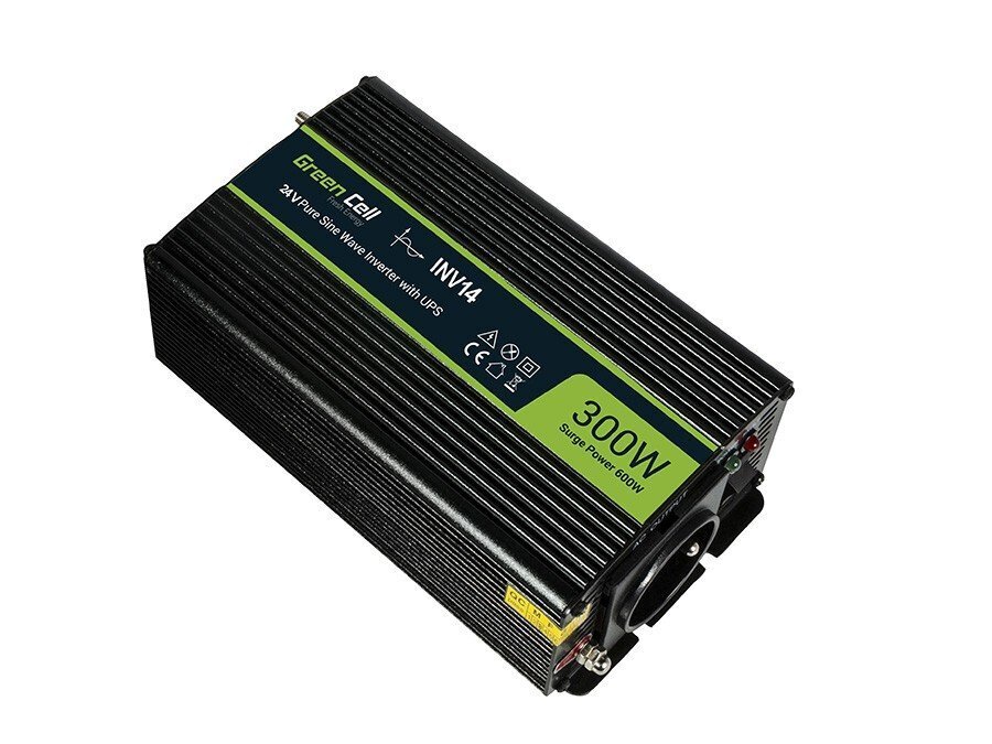 Green Cell Power Inverter 24V to 230V 300W/600W Pure sine wave цена и информация | Inverterid ja muundurid | hansapost.ee