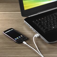 Juhe Hama USB- USB micro, 1,4m valge, 00173628 hind ja info | Mobiiltelefonide kaablid | hansapost.ee