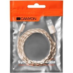 Телефонный кабель Canyon CNE-CFI3DG Lightning Apple USB, в оплетке, 1 м, золотой цена и информация | Canyon Мобильные телефоны, Фото и Видео | hansapost.ee