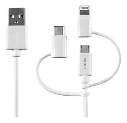 Deltaco IPLH-180, USB-C, Micro USB, Lightning , 0.5м цена и информация | Кабели для телефонов | hansapost.ee