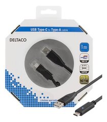 Deltaco USBC-1004-K, USB-C/USB-A, 1 м цена и информация | Кабели для телефонов | hansapost.ee