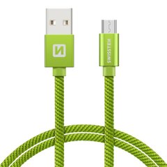 Swissten Textile Универсальный Micro USB Кабель данных 2m Зеленый цена и информация | Borofone 43757-uniw | hansapost.ee