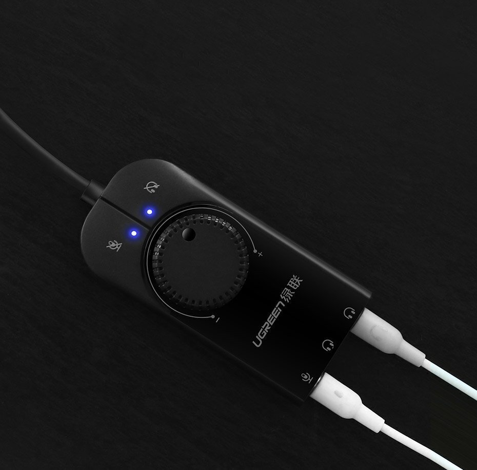 Adapter Ugreen USB, koos helitugevuse reguleerimisega, 15 cm, must (40964) hind ja info | USB adapterid ja jagajad | hansapost.ee