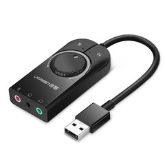 Adapter Ugreen USB, koos helitugevuse reguleerimisega, 15 cm, must (40964) цена и информация | Адаптеры и USB-hub | hansapost.ee