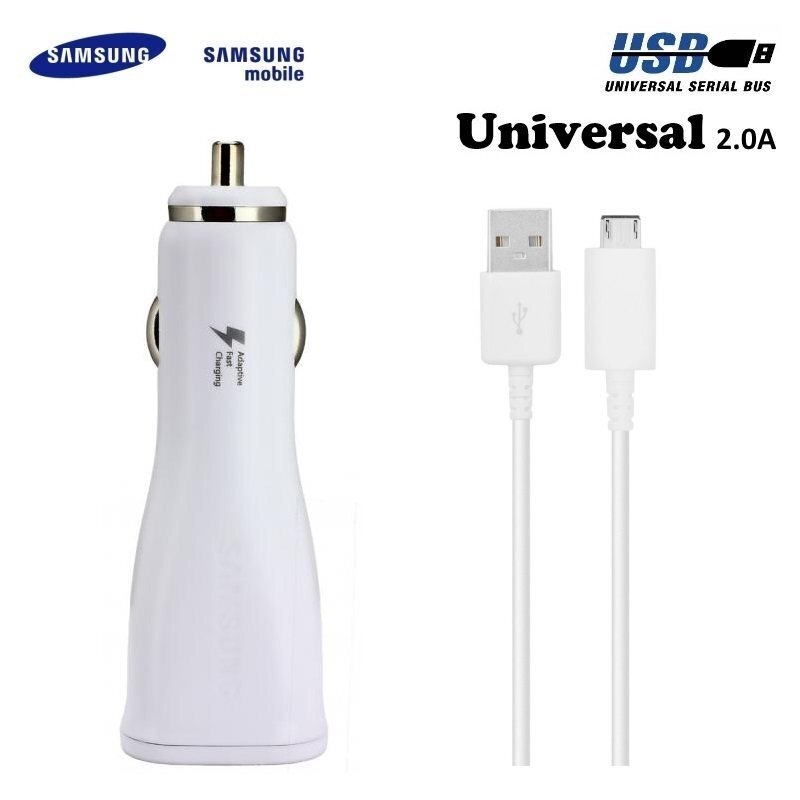 Samsung EP-LN915UBE 12 / 24V 2A Quick Charge Car Charger + Micro USB Cable White (EU Blister) цена и информация | Laadijad mobiiltelefonidele | hansapost.ee