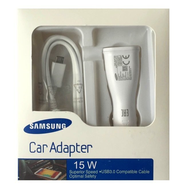 Samsung EP-LN915UBE 12 / 24V 2A Quick Charge Car Charger + Micro USB Cable White (EU Blister) цена и информация | Laadijad mobiiltelefonidele | hansapost.ee