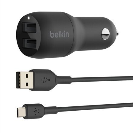 Belkin Dual USB-A autolaadija 24W + USB-A/Micro-USB цена и информация | Laadijad mobiiltelefonidele | hansapost.ee