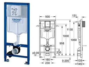 WC комплект Grohe Rapid SL 3in1 с кнопкой смыва Skate Air, 38722001 цена и информация | Унитазы | hansapost.ee