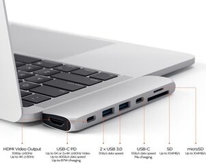 Хаб MacBook Pro USB-C Satechi, ST-CMBPM цена и информация | Адаптеры, USB-разветвители | hansapost.ee