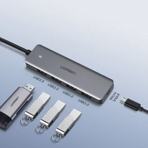 Rummu Ugreen CM219 USB 3.0, USB-C, mikro-USB, hall цена и информация | USB adapterid ja jagajad | hansapost.ee