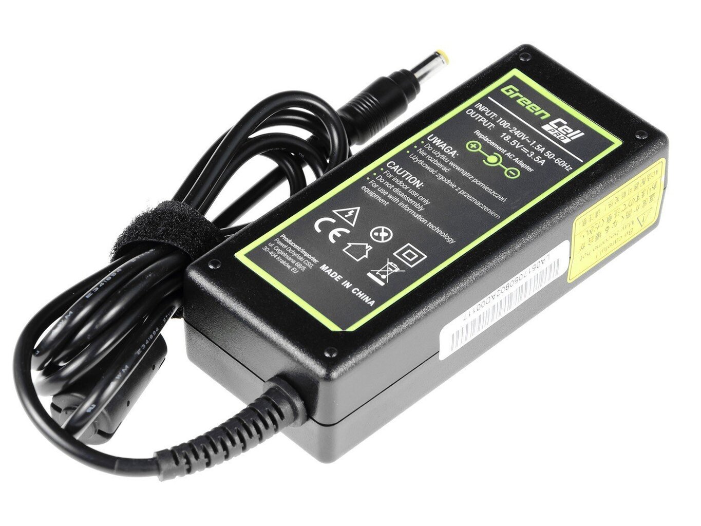 Green Cell 18.5V, 3.5A, 65W hind ja info | Sülearvuti laadijad | hansapost.ee