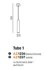 Azzardo подвесной светильник Tubo 1 Black/Chrome цена и информация | Люстры | hansapost.ee