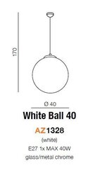 Rippvalgusti Azzardo White Ball 40 AZ1328 hind ja info | Rippvalgustid | hansapost.ee