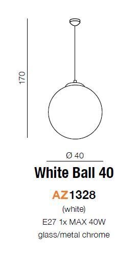 Rippvalgusti Azzardo White Ball 40 AZ1328 цена и информация | Rippvalgustid | hansapost.ee