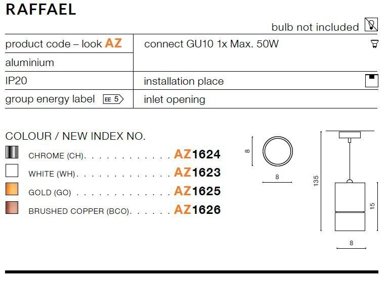 Rippvalgusti Azzardo AZ1625 Raffael цена и информация | Rippvalgustid | hansapost.ee