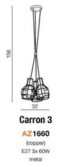 Azzardo подвесной светильник AZ1660 Carron 3z цена и информация | Потолочный светильник, 38 x 38 x 24 см | hansapost.ee