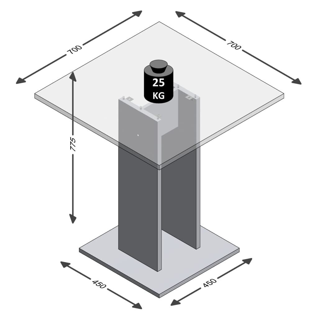 MDF söögilaud 70 cm, valge цена и информация | Köögilauad, söögilauad | hansapost.ee