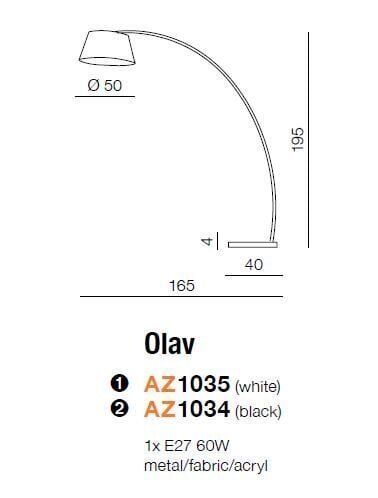 Azzardo põrandalamp Olav White цена и информация | Põrandalambid | hansapost.ee