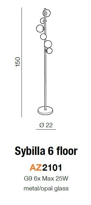 Azzardo põrandalamp SYBILLA 6 AZ2101 hind ja info | Põrandalambid | hansapost.ee
