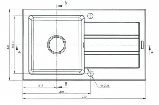 Köögivalamu 76x44 1B 1D E070053701 hind ja info | Köögivalamud | hansapost.ee