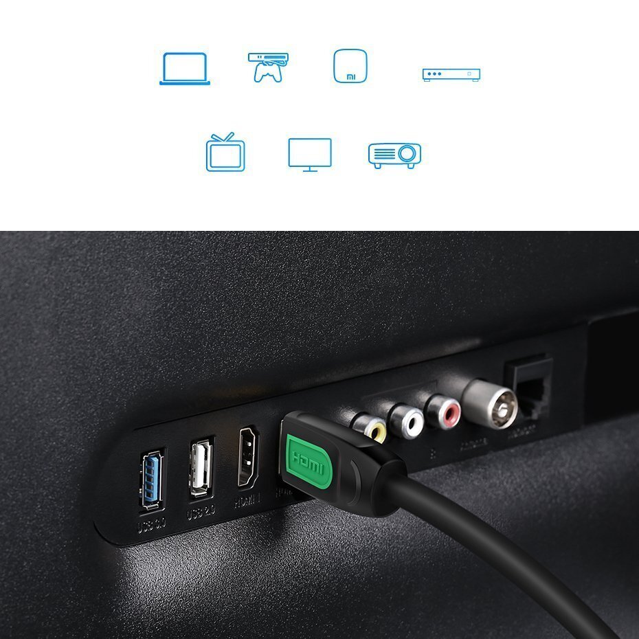 Ugreen HD101 HDMI 2.0 kaabel 4K 60Hz 2m Must / Kollane hind ja info | Juhtmed ja kaablid | hansapost.ee