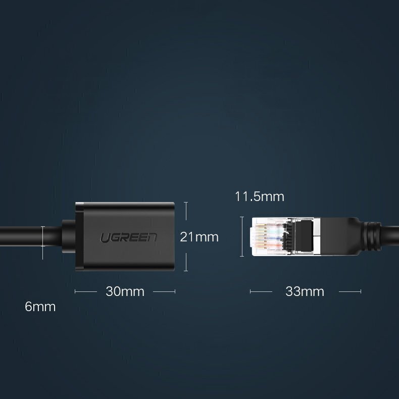 Ugreen NW112 Cat 6 võrgukaabli pikendus, FTP, RJ45, 5 m, must hind ja info | Juhtmed ja kaablid | hansapost.ee